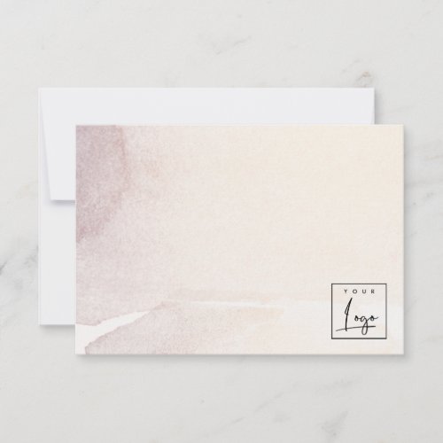 Elegant Abstract Rose Gold Purple Watercolor Logo Note Card