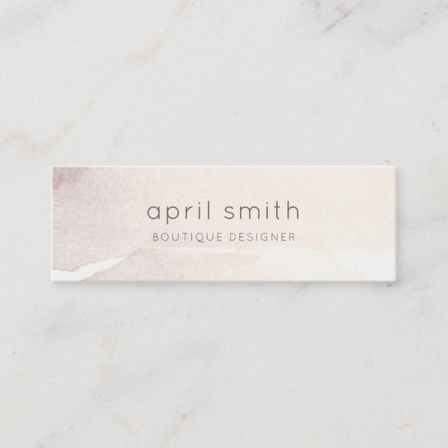 Elegant Abstract Rose Gold Purple Watercolor Mini Business Card (Front)