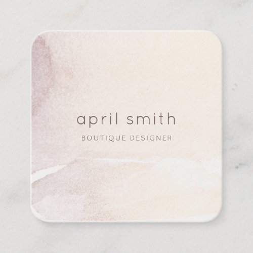 Elegant Abstract Rose Gold Purple Watercolor Square Business Card