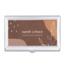 Elegant Abstract Rust Brown Orange Leafy Foliage Business Card Case