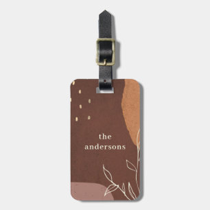 Elegant Abstract Rust Brown Orange Leafy Foliage Luggage Tag