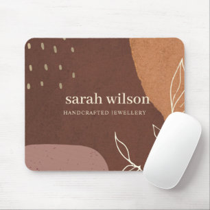 Elegant Abstract Rust Brown Orange Leafy Foliage Mouse Pad