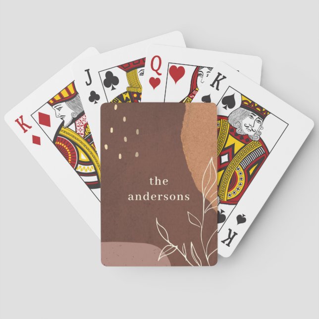 Elegant Abstract Rust Brown Orange Leafy Foliage Poker Cards (Back)