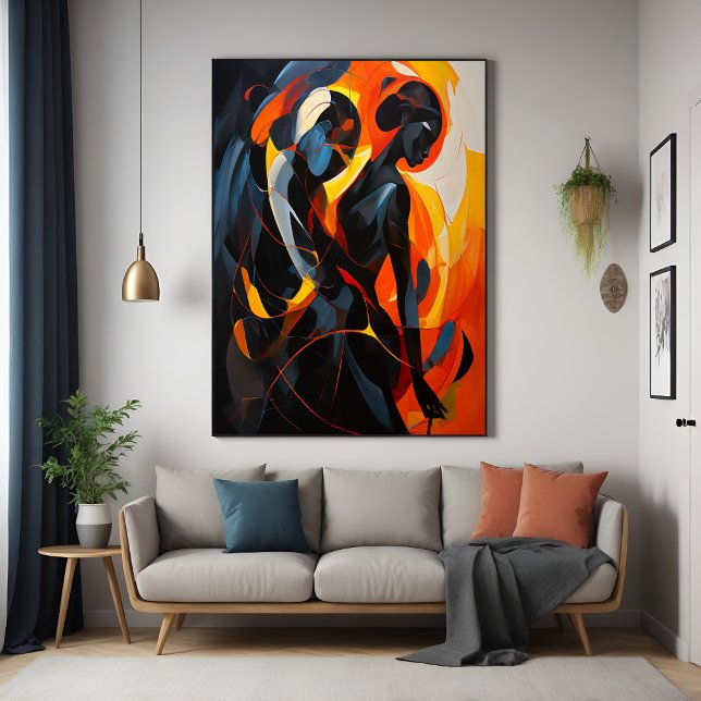 Elegant Abstract Silhouette in Fiery Tones Art Poster (Creator Uploaded)