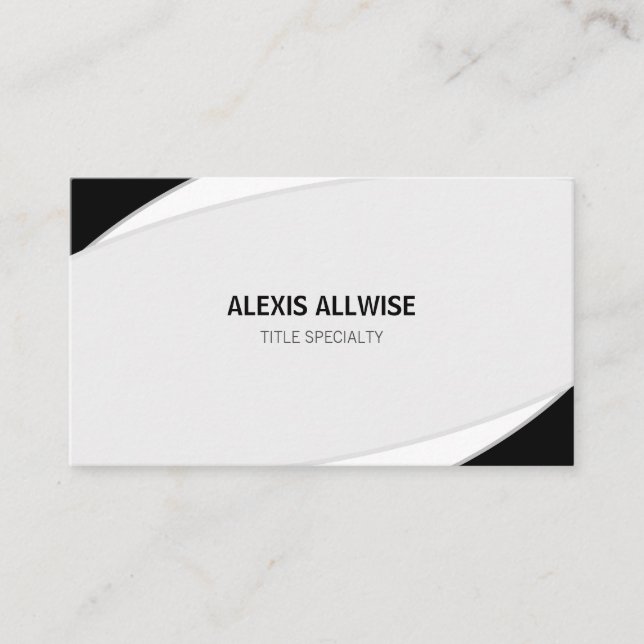 Elegant Abstract Silver Gray Black & White Business Card (Front)