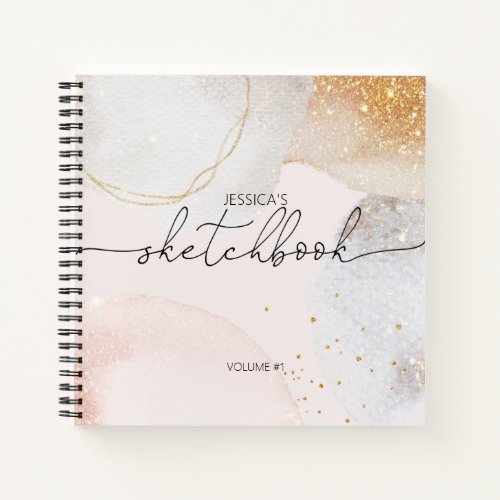 Elegant abstract sketchbook blush pink your name notebook