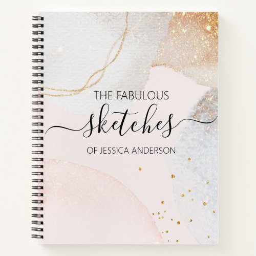 Elegant abstract sketchbook blush pink your name notebook