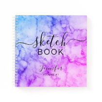 Elegant Abstract Sketchbook Name Script Marble Notebook Elegant Abstract Sketchbook Name Script Marble Notebook