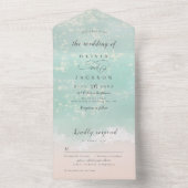 Elegant abstract sparkling ocean beach wedding all in one invitation (Inside)