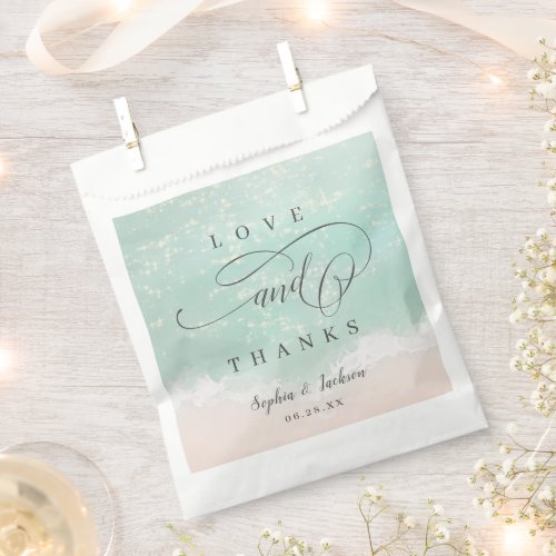 Elegant abstract sparkling ocean beach wedding favor bag