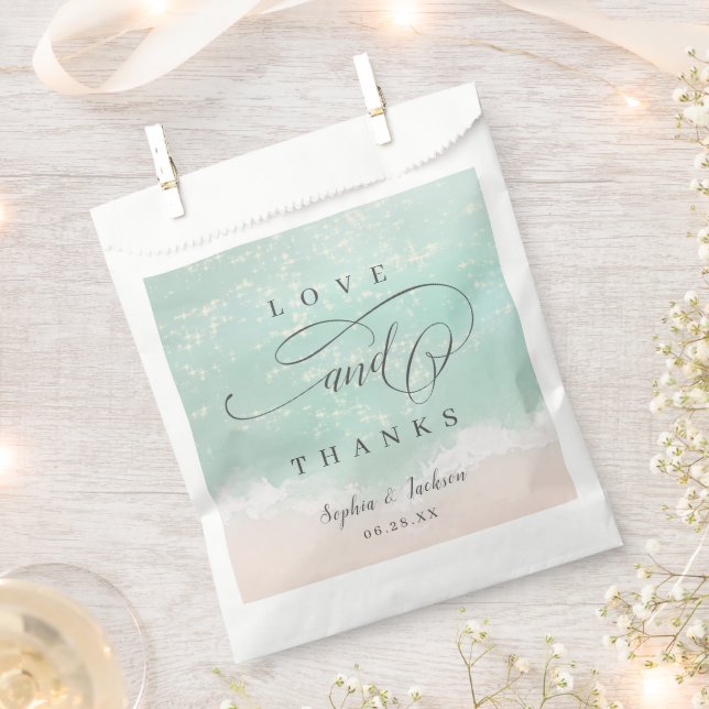 Elegant abstract sparkling ocean beach wedding favor bag (Clipped)