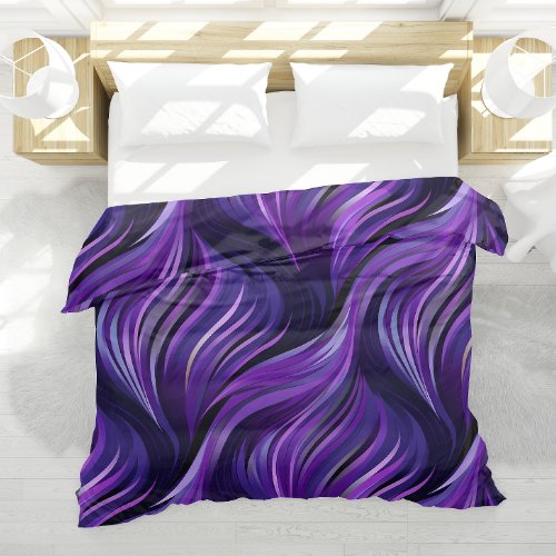 Elegant Abstract Swirl Duvet Cover in Purple Hues