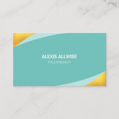 Elegant Abstract Teal and Golden Business Card