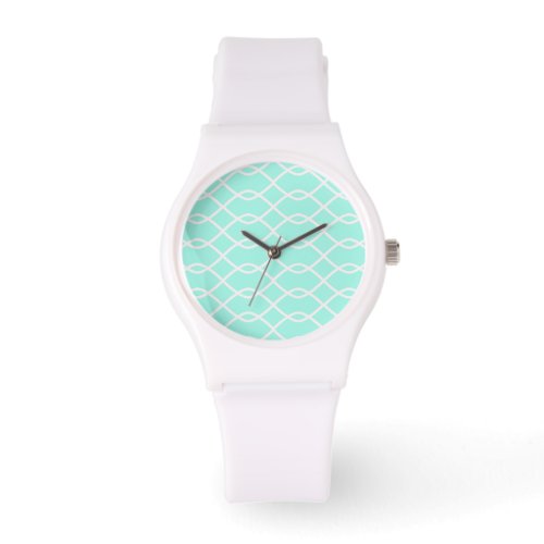 Elegant Abstract Teal Wave Pattern Watch