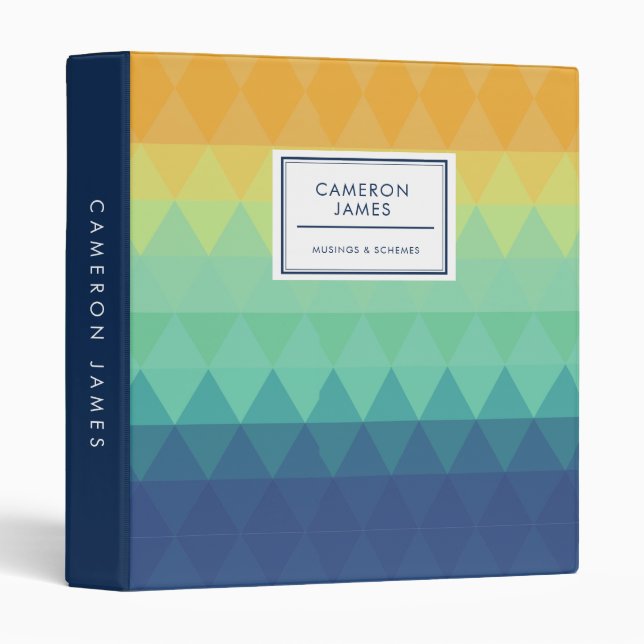 Elegant abstract triangle ombre Pattern 3 Ring Binder (Front/Spine)