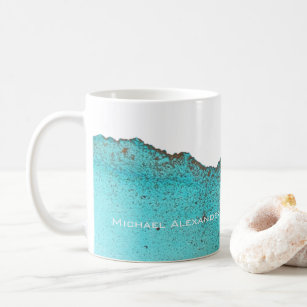 Elegant Abstract Turquoise Gold Ink Ark Coffee Mug