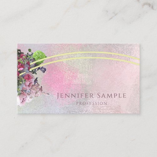 Elegant Abstract Watercolor Flowers Professional Business Card