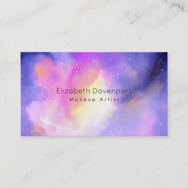 Elegant Abstract Watercolor Makeup Artist Business Card (Front)