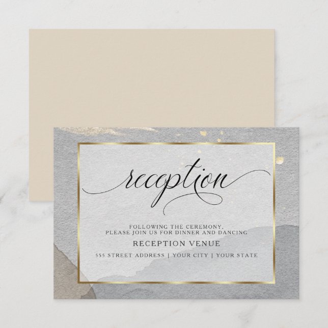 Elegant Abstract Watercolor Splash Neutral Colors Invitation (Front/Back)