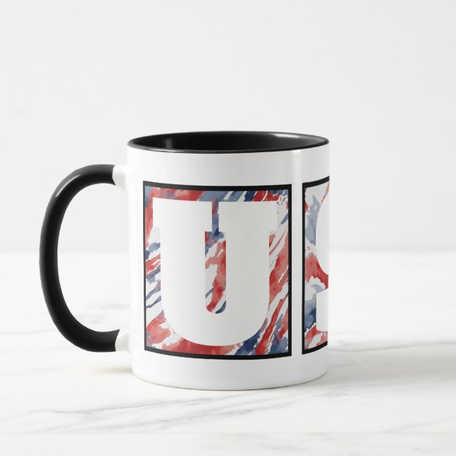 Elegant Abstract Watercolor "USA" Flag Mug (Left)