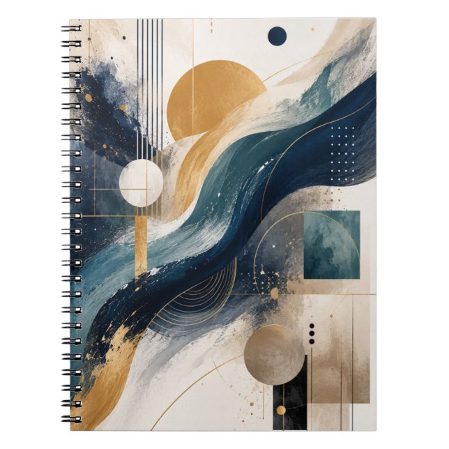 Elegant Abstract Wave Geometric Notebook (Front)