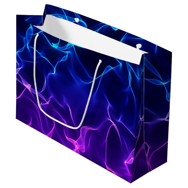 Elegant Abstract Waves -blue and purple- Large Gift Bag (Front Angled)