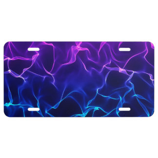 Elegant Abstract Waves -blue and purple- License Plate