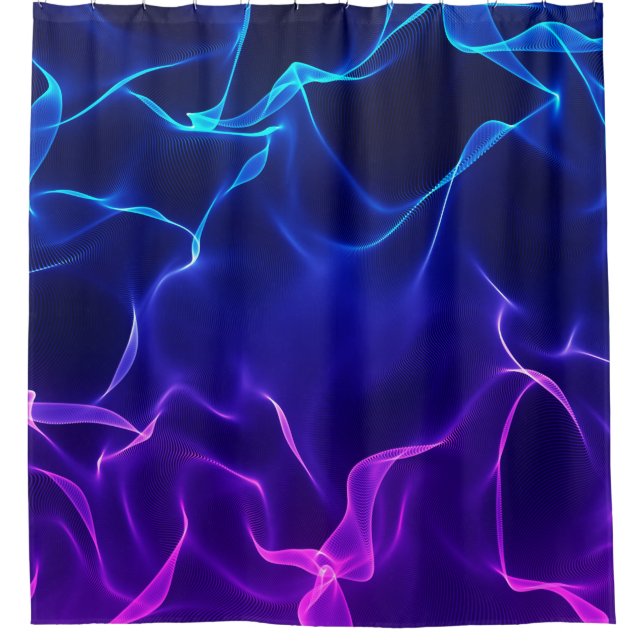 Elegant Abstract Waves -blue and purple- Shower Curtain (Front)