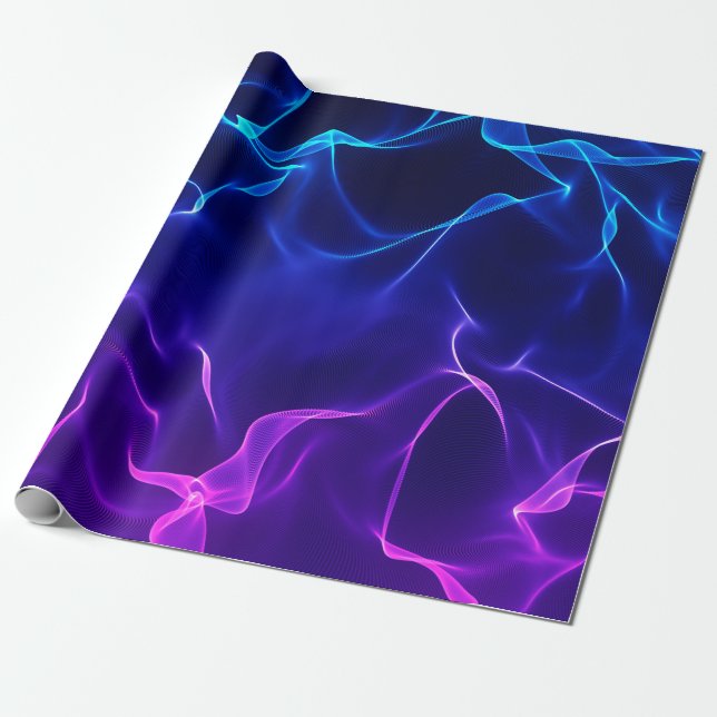 Elegant Abstract Waves -blue and purple- Wrapping Paper (Unrolled)