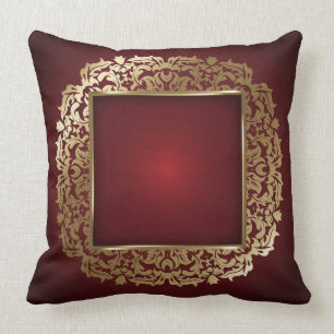 Elegant Abstract Wine And Gold Throw Pillow