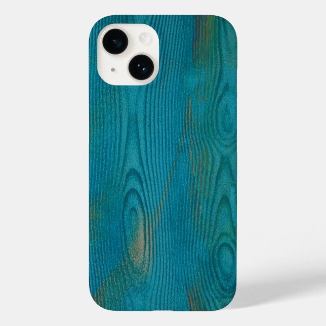 Elegant Abstract Wood grain Texture Teal blue Case-Mate iPhone Case (Back)