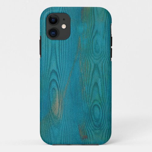 Elegant Abstract Wood grain Texture Teal blue iPhone 11 Case