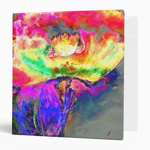 Elegant abstract yellow pink floral flower poppy 3 ring binder