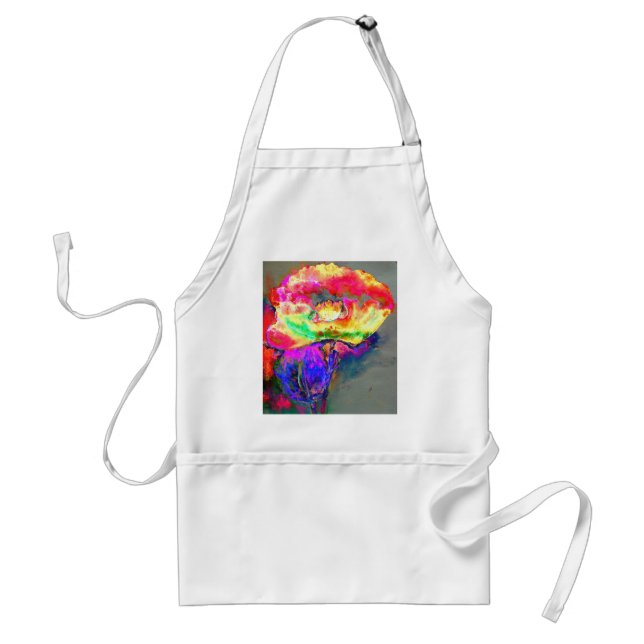 Elegant abstract yellow pink floral flower poppy adult apron (Front)