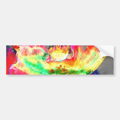 Elegant abstract yellow pink floral flower poppy bumper sticker