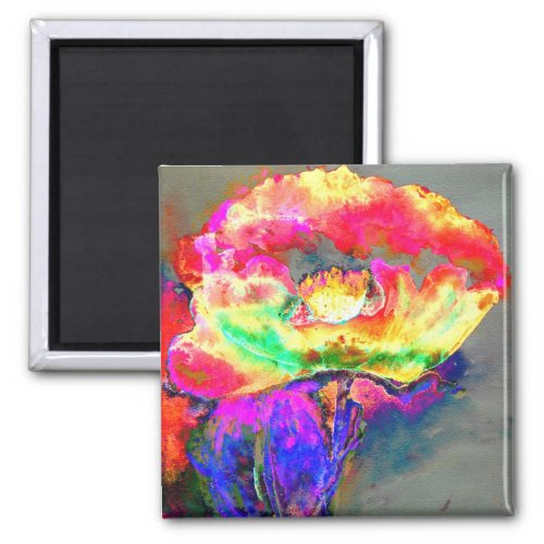 Elegant abstract yellow pink floral flower poppy magnet