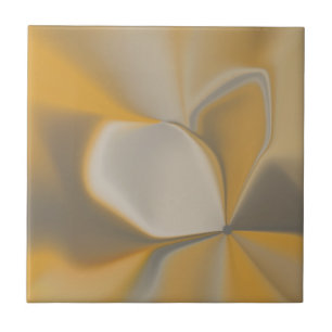 Elegant Abstract Yellow White Petal Corner Floral Ceramic Tile