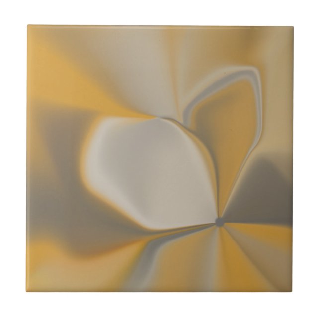 Elegant Abstract Yellow White Petal Corner Floral Ceramic Tile (Front)
