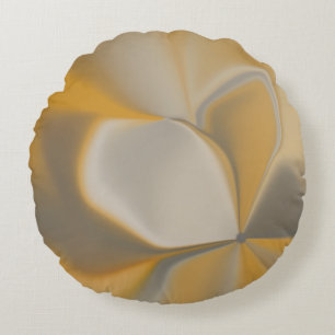 Elegant Abstract Yellow White Petal Corner Floral Round Pillow