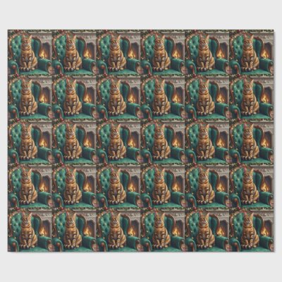 Elegant Abyssinian Cat Regal Holiday Portrait Art Wrapping Paper