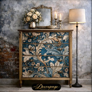 Elegant Acanthus Leaf Tea/Taupe Baroque Decoupage Tissue Paper