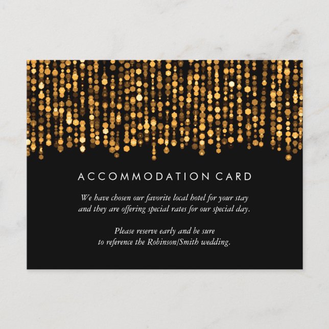 Elegant Accommodation Modern Gold Lights Postcard (Front)