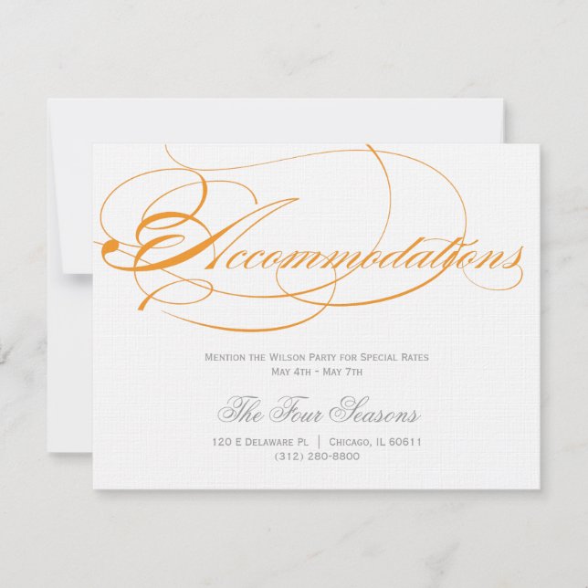 Elegant Accomodations Invitation - Orange (Front)