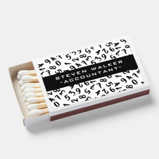 Elegant Accountant Numbers Chic White Personalized Matchboxes
