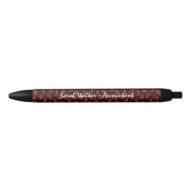 Elegant Accountant Numbers White Red Black Pattern Pen (Front)