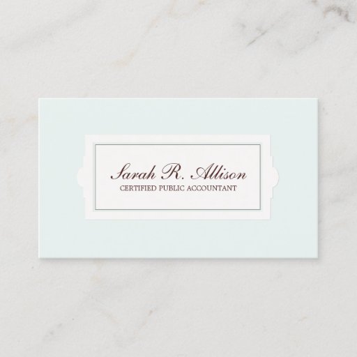 Customizable Elegant Accountant Plaque Style Light Blue Business Card