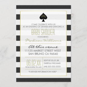 Elegant Ace of Spades on Stripes Baby Shower Invitation