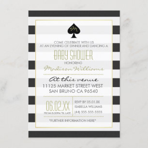 Elegant Ace of Spades on Stripes Baby Shower Invitation