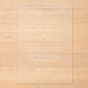 Elegant Acrylic Minimalist Wedding Invitation
