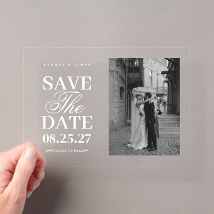 Elegant Acrylic Photo Modern Wedding Save the Date